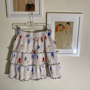 Ganni ruffled floral skirt with matching blouse